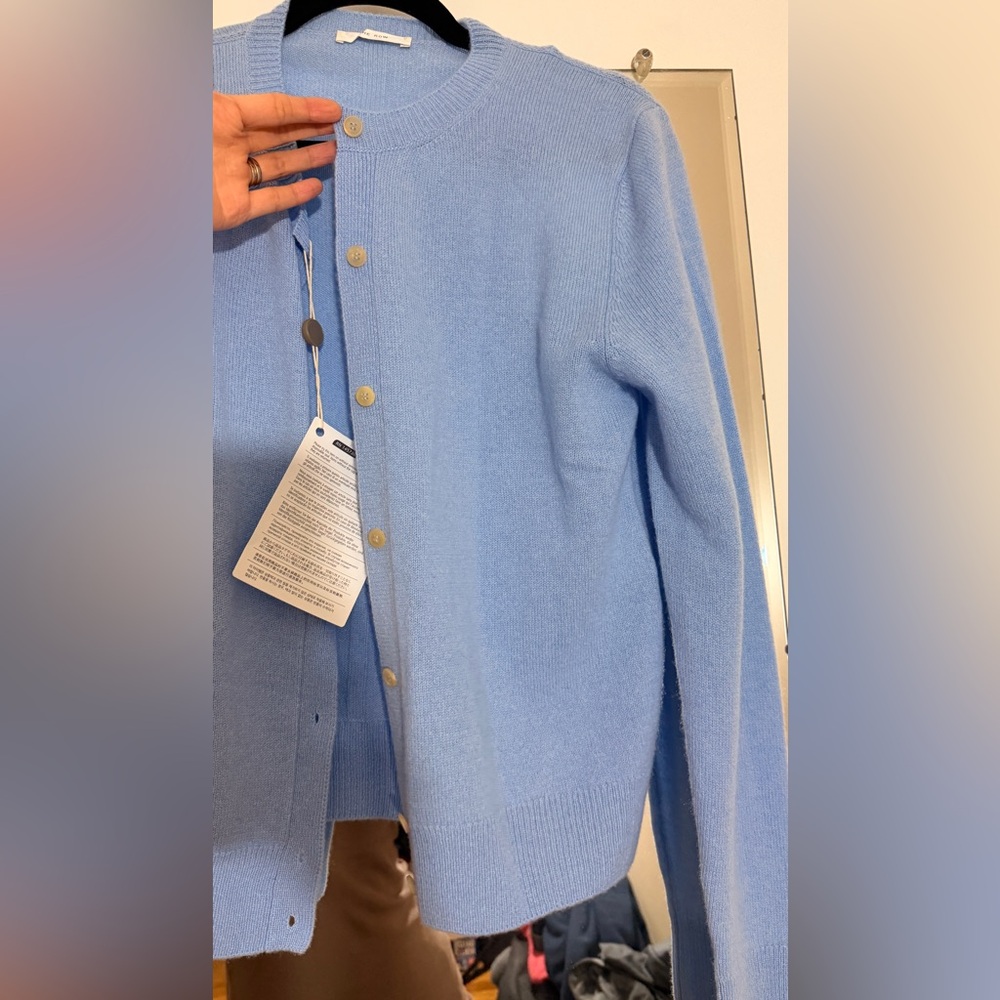 NWT THE ROW Annamaria Cashmere Cardigan Blue Medium - Picture 6 of 11